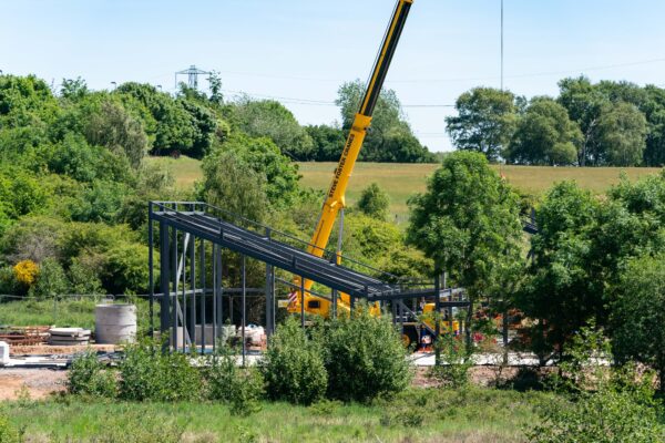 Horizon Cremation's Cannock Crematorium under construction. Cannock Chase, Staffordshire.